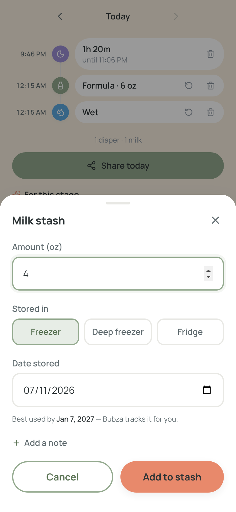Breastmilk freezer stash inventory